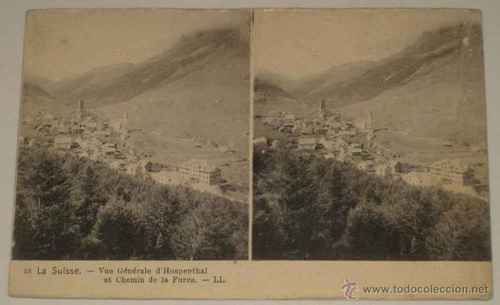 Fotografia antica: ANTIGUA POSTAL ESTEREOSCOPICA DE SUIZA - ESTEREOSCOPIA - NO CIRCULADA - SIN DIVIDIR.