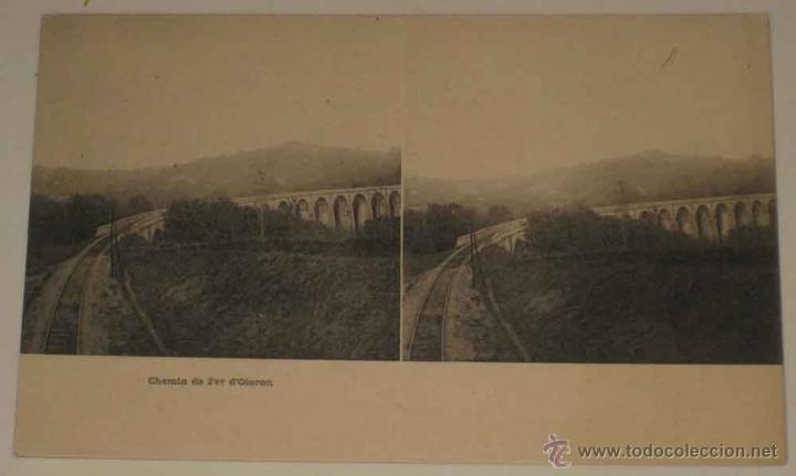 Fotografia antica: ANTIGUA POSTAL ESTEREOSCOPICA DE CHEMIN DE FER D&acute;OLORON - ESTEREOSCOPIA - NO CIRCULADA - SIN DIVIDIR