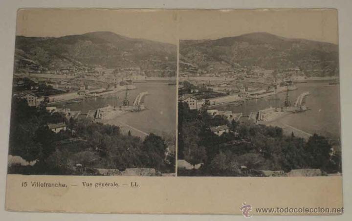 Fotografia antica: ANTIGUA POSTAL ESTEREOSCOPICA DE VILLEFRANCHE - ESTEREOSCOPIA - NO CIRCULADA - SIN DIVIDIR.