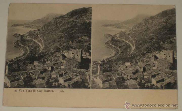 Fotografia antica: ANTIGUA POSTAL ESTEREOSCOPICA DE VUE VERS LE CAP MARTIN - ESTEREOSCOPIA - NO CIRCULADA - SIN DIVIDIR