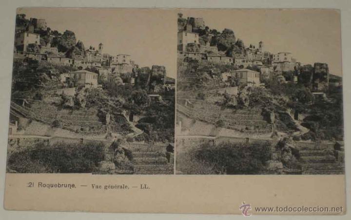 Fotografia antica: ANTIGUA POSTAL ESTEREOSCOPICA ROQUEBRUNE - ESTEREOSCOPIA - NO CIRCULADA - SIN DIVIDIR.