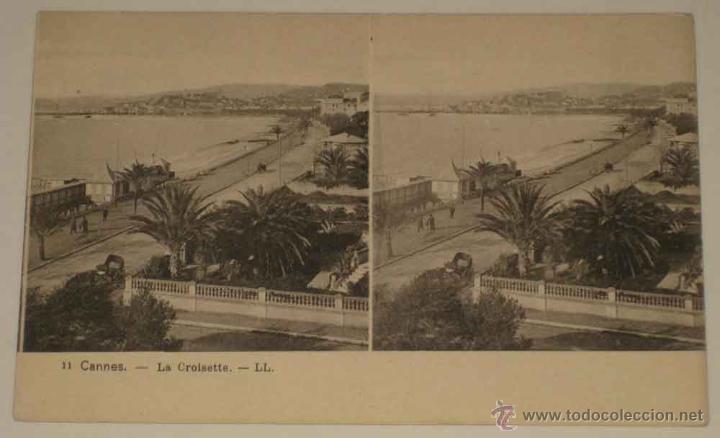 Fotografia antica: ANTIGUA POSTAL ESTEREOSCOPICA DE CANNES - ESTEREOSCOPIA - NO CIRCULADA - SIN DIVIDIR.