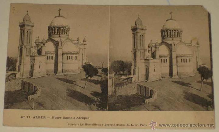 Fotografia antica: ANTIGUA POSTAL ESTEREOSCOPICA DE ALGER - ESTEREOSCOPIA - NO CIRCULADA - SIN DIVIDIR.