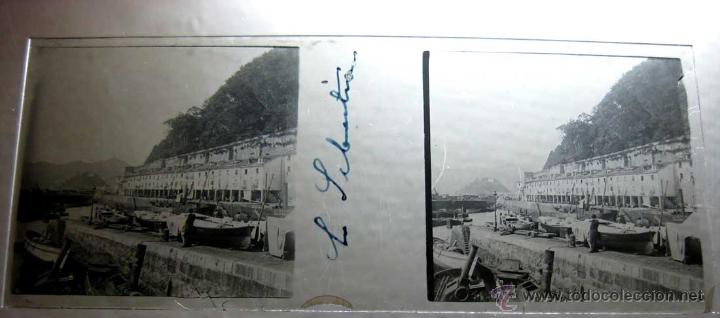 Fotografia antiga: ANTIGUA FOTOGRAFIA ESTEREOSCOPICA DE SAN SEBASTIAN - BARCO - EN CRISTAL - MIDE 10,7 X 4,4 CMS.