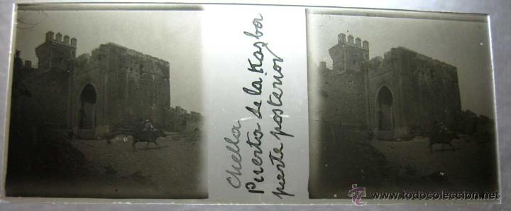 Fotografia antica: ANTIGUA FOTOGRAFIA ESTEREOSCOPICA DE CHELLA - PUERTA DE LA KASBA PARTE POSTERIOR - MARRUECOS - EN CR