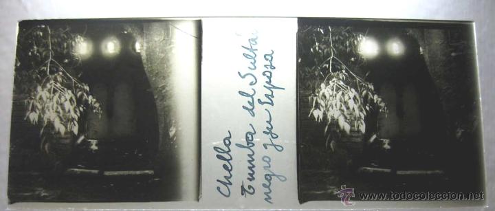 Fotografia antica: ANTIGUA FOTOGRAFIA ESTEREOSCOPICA DE CHELLA - TUMBA DEL SULTAN NEGRO Y SU ESPOSA - MARRUECOS - EN CR