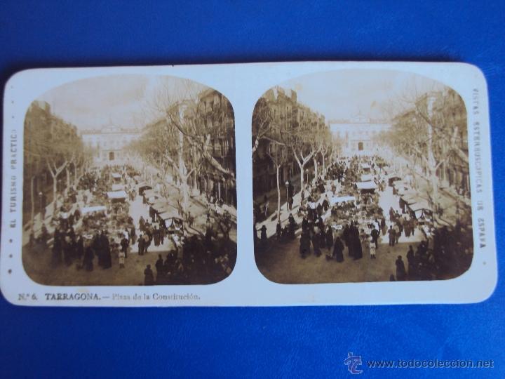 Fotografia antiga: (ES-503)FOTOGRAFIA ESTEREOSCOPICA DE TARRAGONA-PLAZA DE LA COSTITUCION.MERCADO