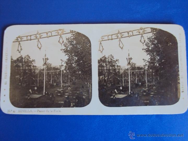 Fotografia antiga: (ES-509)FOTOGRAFIA ESTEREOSCOPICA DE SEVILLA-PASEO DE LA FERIA