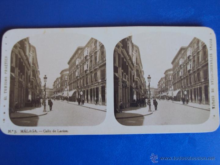 Fotografia antiga: (ES-513)FOTOGRAFIA ESTEREOSCOPICA DE MALAGA-CALLE DE LARIOS