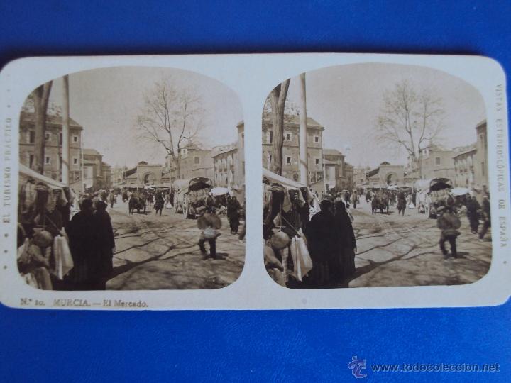 Fotografia antiga: (ES-520)FOTOGRAFIA ESTEREOSCOPICA DE MURCIA-EL MERCADO