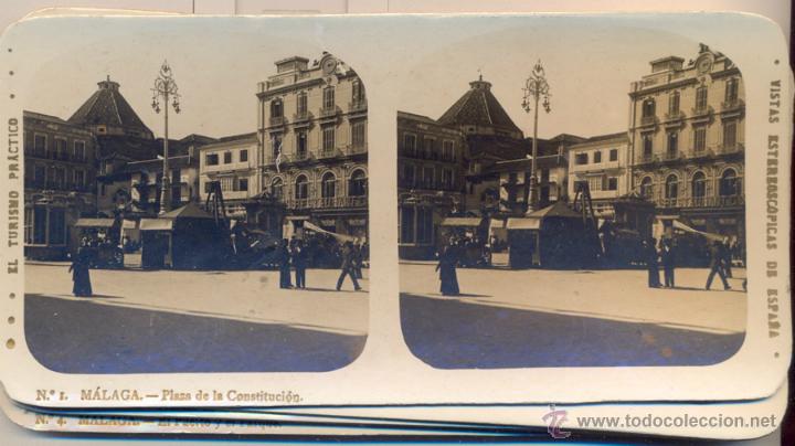 Fotografia antiga: 12 VISTAS ESTEREOSCOPICAS DE ESPA&Ntilde;A.- MALAGA.- ED. ALBERTO MART&Iacute;N.