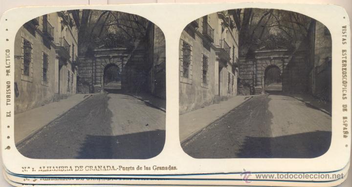 Fotografia antiga: 12 VISTAS ESTEREOSCOPICAS DE ESPA&Ntilde;A.- ALHAMBRA DE GRANADA.- ED. ALBERTO MART&Iacute;N.
