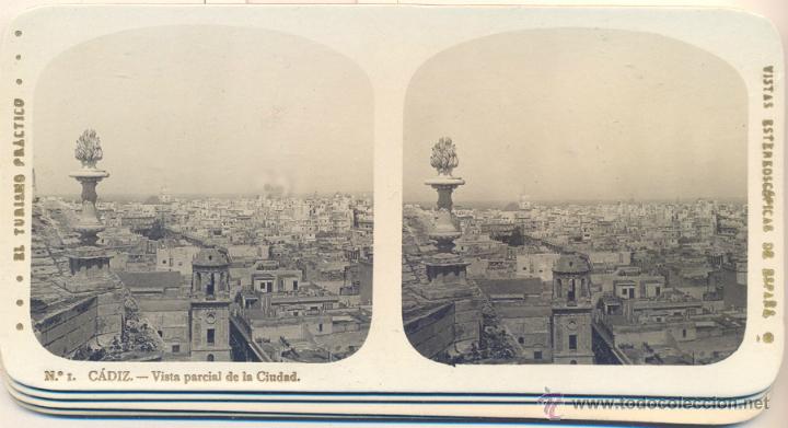 Fotografia antiga: 12 VISTAS ESTEREOSCOPICAS DE ESPA&Ntilde;A.- CADIZ.- ED. ALBERTO MART&Iacute;N.