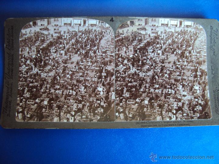 Fotografia antiga: (ES-807)FOTOGRAFIA ESTEREOSCOPICA DEL MERCADO MAS GRANDE DE CRISTIANA(NORUEGA)