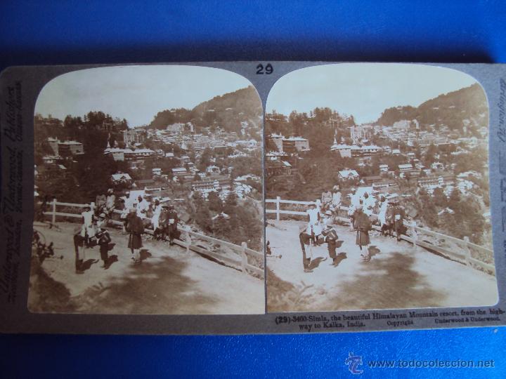 Fotografia antiga: (ES-836)FOTOGRAFIA ESTEREOSCOPICA DE SIMLA,HERMOSA CIUDAD DE LA INDIA