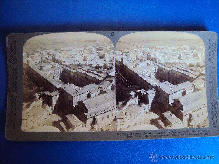 Fotografia antiga: (ES-858)FOTOGRAFIA ESTEREOSCOPICA DE EL GRAN PALACIO PONTIFICIO,EL VATICANO