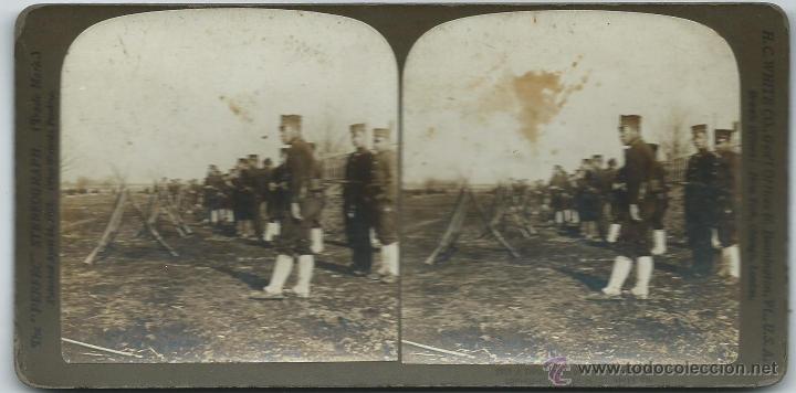 Fotografia antiga: vista estereoscopica, guerra de  Manchuria, 1904.
