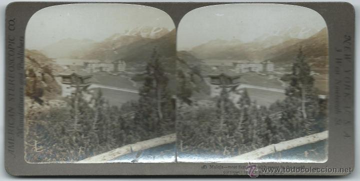 Fotografia antiga: vista estereoscopica Maloja, Suiza 1901.