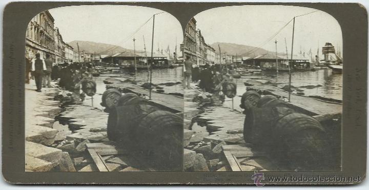 Fotografia antiga: vista estereoscopica Messina 1909.