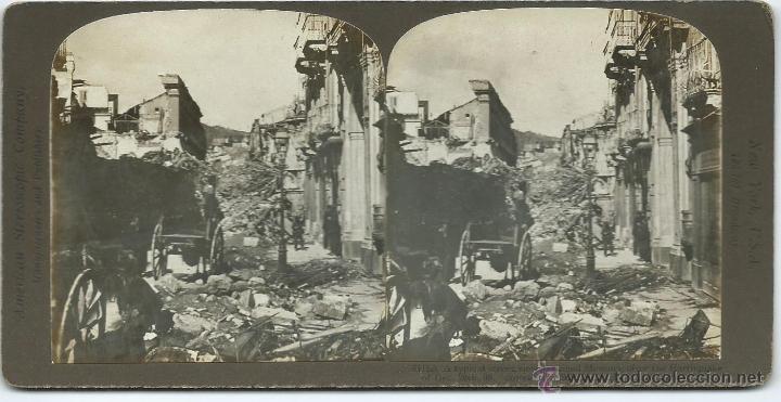 Fotografia antiga: vista estereoscopica  Messina 1909.