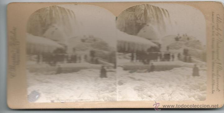 Fotografia antiga: vista estereoscopica escena invernal