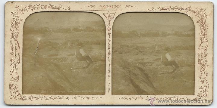 Fotografia antiga: vista estereoscopica La Granja 1900.