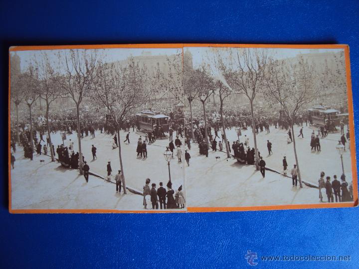 Fotografia antiga: (ES-604)FOTOGRAFIA ESTEREOSCOPICA DE BARCELONA-TRANVIA