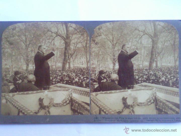 Fotografia antica: ANTIGUA FOTOGRAFIA, DISCURSO DEL PRESIDENTE DE ESTADOS UNIDOS, MCKINLEY EN QUINCY, A&Ntilde;O 1900