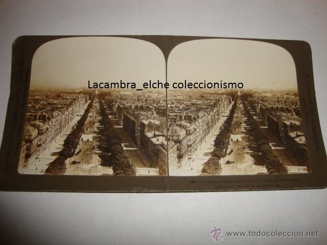 Fotografia antica: ANTIGUA FOTOGRAFIA ESTEREOSC&Oacute;PICA THE PERFECT STEREOGRAPH LOS CAMPOS ELISEOS PARIS FRANCIA A&Ntilde;O 1903