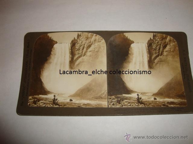 Fotografia antica: ANTIGUA FOTOGRAFIA ESTEREOSC&Oacute;PICA THE PERFECT STEREOGRAPH YELLOWSTONE CATARATAS GRAN CA&Ntilde;ON A&Ntilde;O 1903