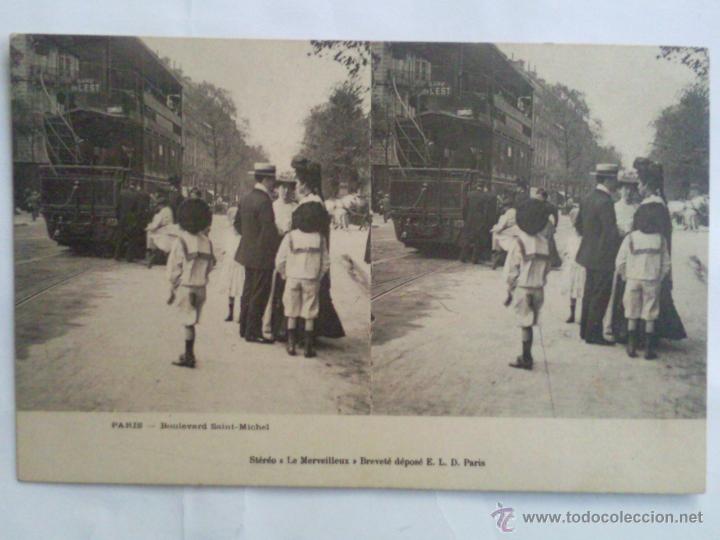Fotografia antica: POSTAL ESTEREOSCOPICA PARIS,- BULEVAR SAINT-MICHEL