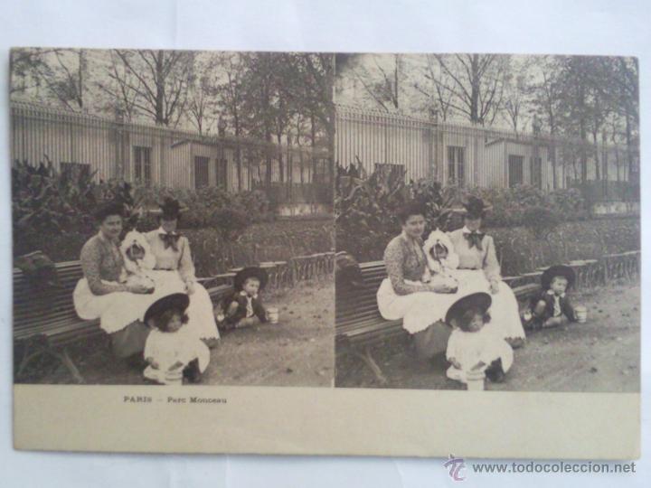 Fotografia antica: POSTAL ESTEREOSCOPICA PARIS,- PARQUE MONZON