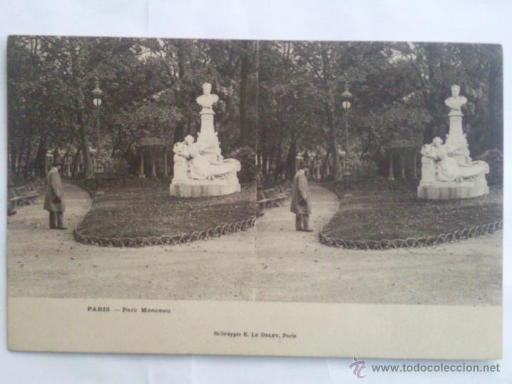 Fotografia antica: POSTAL ESTEREOSCOPICA PARIS,- PARQUE MONZON