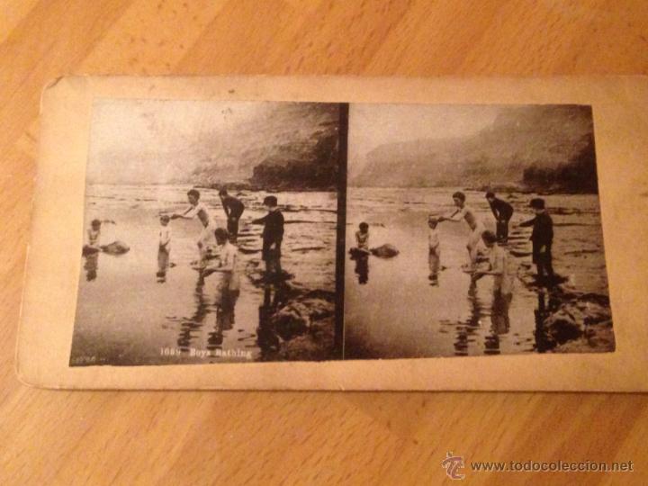 Fotografia antiga: Foto estereoscopica.ba&ntilde;o