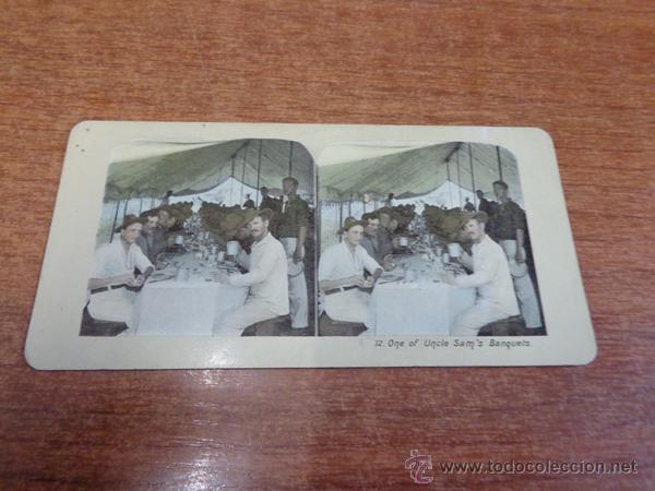 Fotografia antiga: FOTOGRAF&Iacute;A ESTEREOSC&Oacute;PICA. 12. ONE OF UNCLE SAM'S BANQUET. PRINCIPIOS S. XX