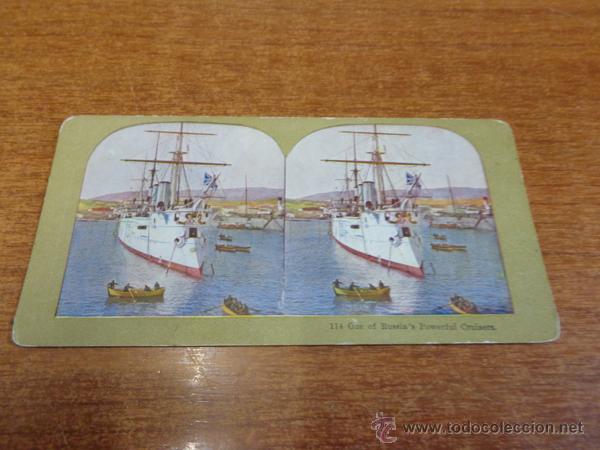 Fotografia antiga: FOTOGRAF&Iacute;A ESTEREOSC&Oacute;PICA. 114 ONE OF RUSSIA'S POWERFUL CRUISERS. PRINCIPIOS S. XX. BARCO DE GUERRA