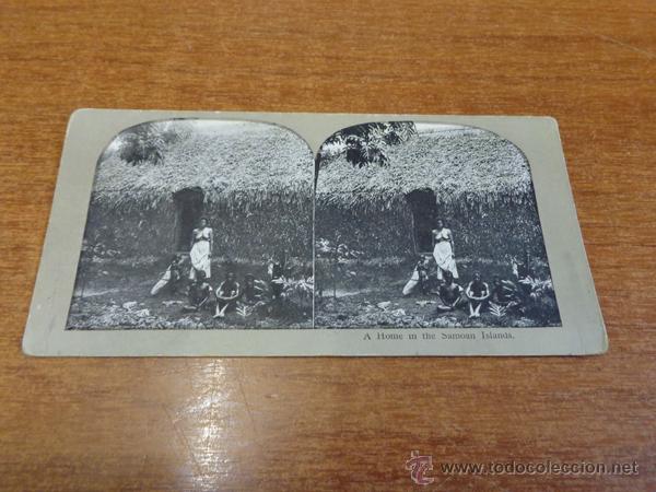 Fotografia antiga: FOTOGRAF&Iacute;A ESTEREOSC&Oacute;PICA. A HOME IN THE SAMOA ISLANDS. PRINCIPIOS S. XX
