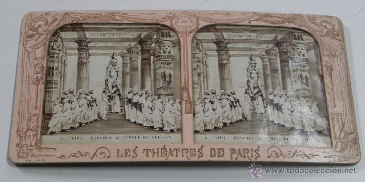 Fotografia antica: FOTOGRAFIA ESTEREOSCOPICA DE LES THEATRES de PARIS, LES HUGUENOTS, AIDA, RADAMES AU TEMPLE DE VULCAI