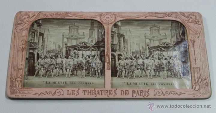Fotograf&iacute;a antigua: FOTOGRAFIA ESTEREOSCOPICA DE LES THEATRES de PARIS, LA MUETTE, LES CONJURES, ED. BK. PARIS, MIDE 17,