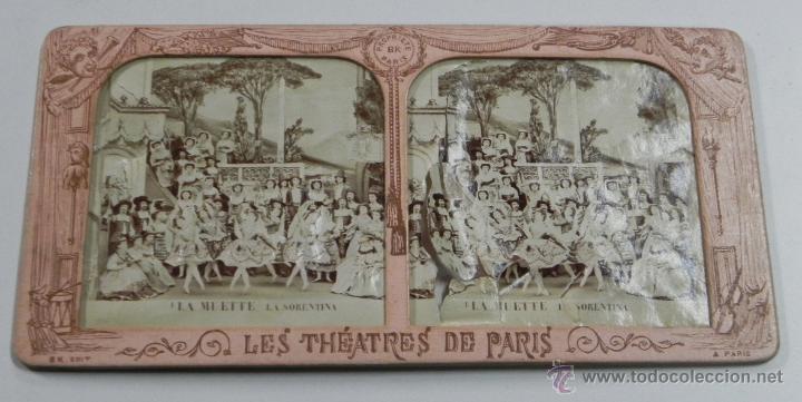 Photographie ancienne: FOTOGRAFIA ESTEREOSCOPICA DE LES THEATRES de PARIS, LA MUETTE, LA SORENTINA, ED. BK. PARIS, MIDE 17,
