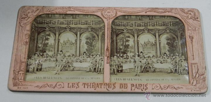 Photographie ancienne: FOTOGRAFIA ESTEREOSCOPICA DE LES THEATRES de PARIS,LES HUGUENOTS,L&acute;HEUREUX CHEVALIER, ED. BK. PARIS,