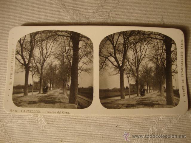 Fotografia antiga: ANTIGUA FOTOGRAFIA ESTEREOSC&Oacute;PICA CASTELLON DE LA PLANA ORIGINAL CAMINO GRAO P.P.SXX O F.FS.XIX