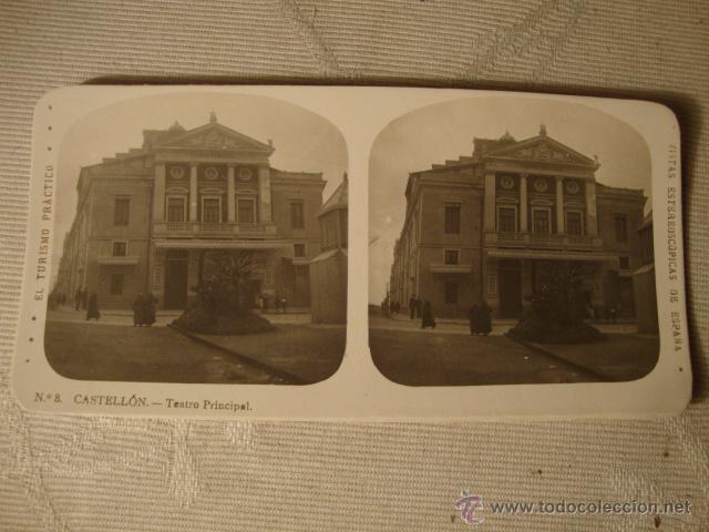 Fotografia antica: ANTIGUA FOTOGRAFIA ESTEREOSC&Oacute;PICA CASTELLON DE LA PLANA ORIGINAL TEATRO PRINCIPAL P.P.SXX O F.FS.XIX