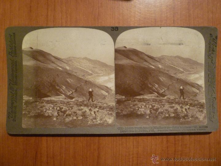 Photographie ancienne: FOTOGRAFIA ESTEREOSCOPICA CAMINO DESDE EL MAR MUERTO A JUDEA POR UNDERWOOD & UNDERWOOD