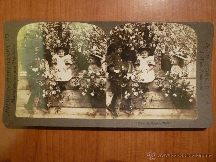 Photographie ancienne: FOTOGRAFIA ESTEREOSCOPICA NI&Ntilde;OS EN EL JARDIN POR AMERICAN STEREOSCOPIC CO
