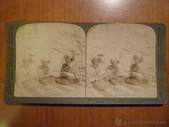 Antique Photography: ESTEREOSCOPICA DE MUCHACHAS INDIAS TEJIENDO CESTAS A&Ntilde;O 1903 POR UNDERWOOD&UNDERWOOD