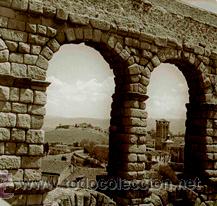 Antique Photography: Acueducto de Segovia. Detalle desde los arcos del acueducto. Preciosa y antigua imagen. c. 1925