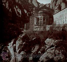 Photographie ancienne: Montserrat. Monasterio y cremallera subiendo. Paisaje hoy totalmente cambiado. c. 1930