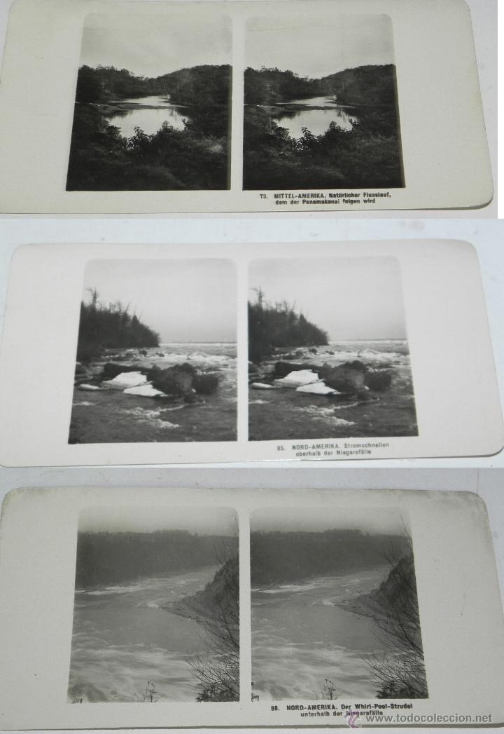 Fotografia antiga: 3 FOTOGRAFIAS ESTEREOSCOPICAS DE AMERICA, NIAGARA, CANAL PANAMA, MIDE 18 X 9 CMS.
