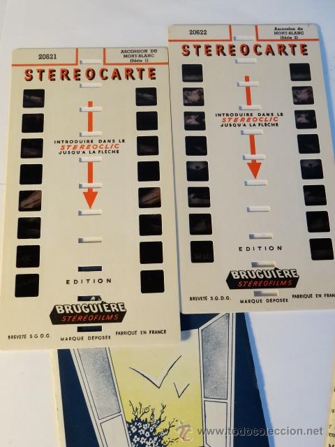 Photographie ancienne: Tira carton stereo con vistas estereoscopicas Bruguiere stereofilms 20621 20622 Mont Blanc